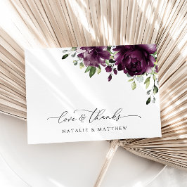 Purple Flowers, Plum Flowers, Boho, Floral Wedding Bedankkaart