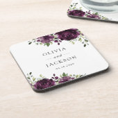 Purple Flowers, Plum Flowers, Boho, Floral Wedding Bier Onderzetter (Linkerzijde)