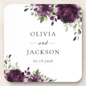 Purple Flowers, Plum Flowers, Boho, Floral Wedding Bier Onderzetter (Voorkant)