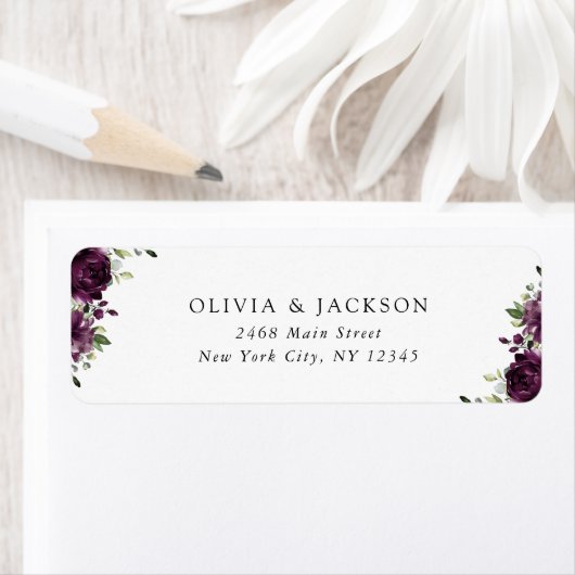 Purple Flowers, Plum Flowers, Boho, Floral Wedding Etiket (Insitu)