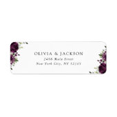 Purple Flowers, Plum Flowers, Boho, Floral Wedding Etiket (Voorkant)