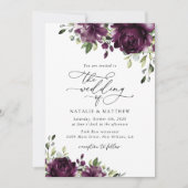 Purple Flowers, Plum Flowers, Boho, Floral Wedding Kaart (Voorkant)
