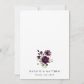 Purple Flowers, Plum Flowers, Boho, Floral Wedding Kaart (Achterkant)