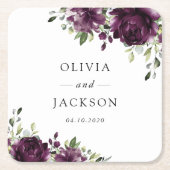 Purple Flowers, Plum Flowers, Boho, Floral Wedding Kartonnen Onderzetters (Voorkant)