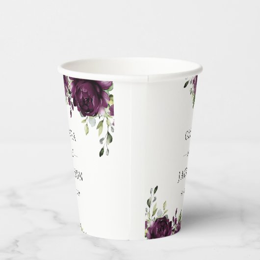 Purple Flowers, Plum Flowers, Boho, Floral Wedding Papieren Bekers (Rechts)