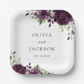 Purple Flowers, Plum Flowers, Boho, Floral Wedding Papieren Bordje (Voorkant)