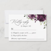 Purple Flowers, Plum Flowers, Boho, Floral Wedding RSVP Kaartje (Voorkant)