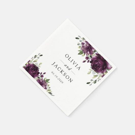 Purple Flowers, Plum Flowers, Boho, Floral Wedding Servet (Hoek)