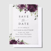 Purple Flowers, Plum Flowers, Boho, Floral Wedding Vellum Uitnodigingen (Offset)
