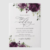 Purple Flowers, Plum Flowers, Boho, Floral Wedding Vellum Uitnodigingen (Voorkant)