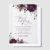 Purple Flowers, Plum Flowers, Boho, Floral Wedding Vellum Uitnodigingen (Offset)