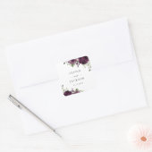 Purple Flowers, Plum Flowers, Boho, Floral Wedding Vierkante Sticker (Envelop)