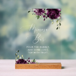 Purple Flowers, Plum Flowers, Boho, Mimosa Bar Acryl Bord