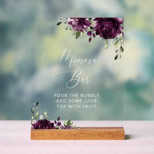 Purple Flowers, Plum Flowers, Boho, Mimosa Bar Acryl Bord (Neutraal)