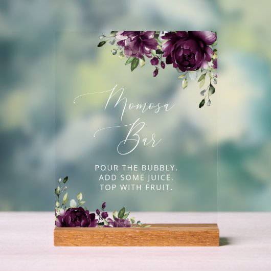 Purple Flowers, Plum Flowers, Boho, Momosa Bar Acryl Bord (Neutraal)