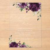 Purple Flowers, Plum Flowers, Boho, Sweet 16 Acryl Uitnodigingen (Voorkant)