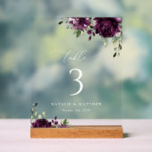 Purple Flowers, Plum Flowers, Boho, Table Numbers Acryl Bord (Neutraal)