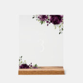 Purple Flowers, Plum Flowers, Boho, Table Numbers Acryl Bord (Voorkant)