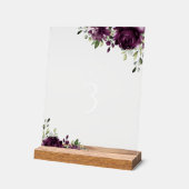 Purple Flowers, Plum Flowers, Boho, Table Numbers Acryl Bord (Hoek)
