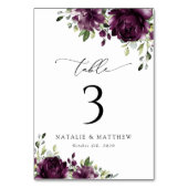 Purple Flowers, Plum Flowers, Boho, Table Numbers Kaart (Achterkant)
