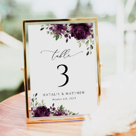 Purple Flowers, Plum Flowers, Boho, Table Numbers Kaart