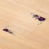 Purple Flowers, Plum Flowers, Boho, Vrijgezellenfe Acryl Uitnodigingen (Laagn)