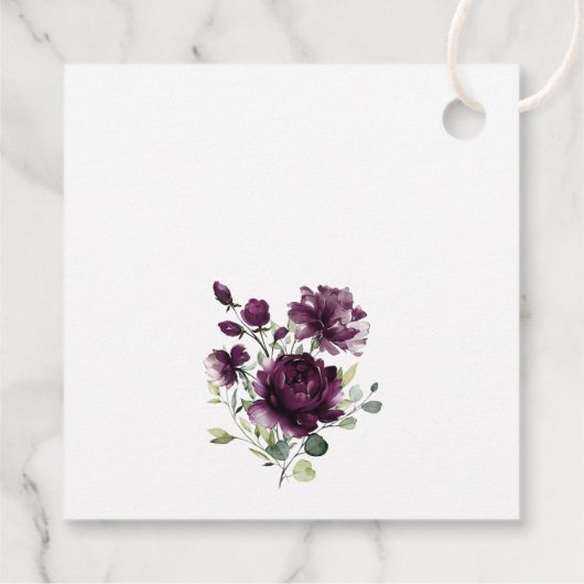 Purple Flowers, Plum Flowers, Boho, Vrijgezellenfe Bedankjes Labels (Achterkant)