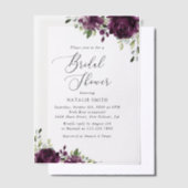 Purple Flowers, Plum Flowers, Boho, Vrijgezellenfe Vellum Uitnodigingen (Offset)