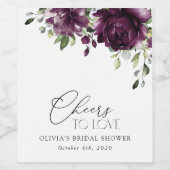 Purple Flowers, Plum Flowers, Boho, Vrijgezellenfe Wijn Etiket (Enkel label)