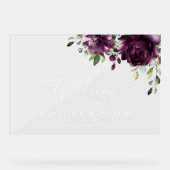 Purple Flowers, Plum Flowers, Weddenschap Welkom Acryl Bord (Voorkant)