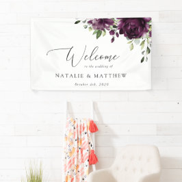 Purple Flowers, Plum Flowers, Weddenschap Welkom Spandoek