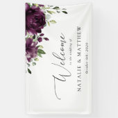 Purple Flowers, Plum Flowers, Weddenschap Welkom Spandoek (Verticaal)