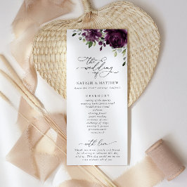 Purple Flowers, Plum Flowers, Wedding Program Programmakaart
