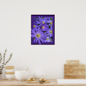 Purple Flowers print Blue Daisies Art Poster (Keuken)