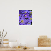 Purple Flowers print Blue Daisies Art Poster Print (Keuken)