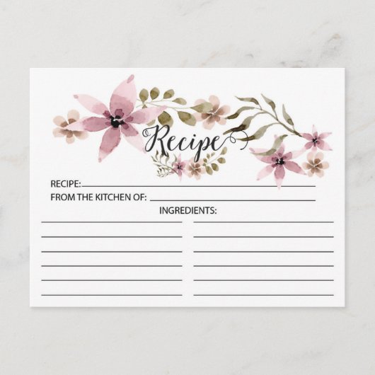  Purple Flowers Recept Kaart (Voorkant)