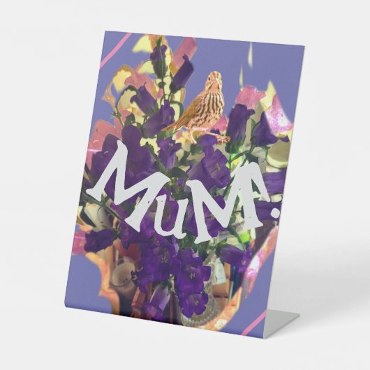 Purple Flowers Reclamebord Met Voetstuk (Voorkant)