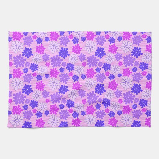 Purple Flowers retro Theedoek (Horizontaal)