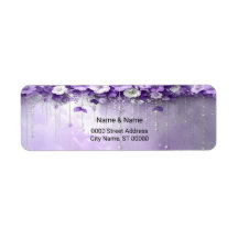 Purple Flowers Return Address Label