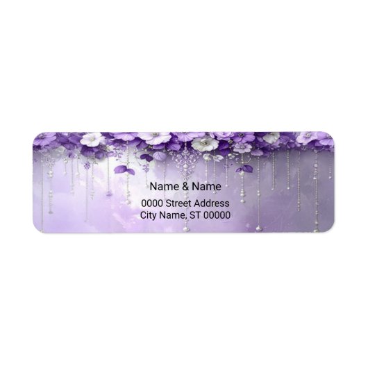 Purple Flowers Return Address Label (Voorkant)