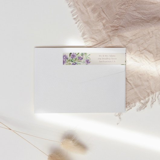 Purple Flowers Romantic pre-Geadresseerde Terugkee