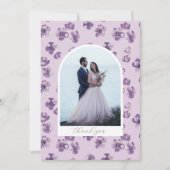 Purple Flowers Romantic Script Arch Photo Bedankkaart (Voorkant)