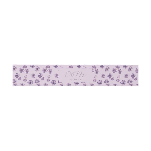 Purple Flowers Romantic Script Calligraphy Uitnodigingen Wikkel (Vlak)