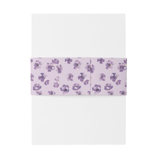 Purple Flowers Romantic Script Calligraphy Uitnodigingen Wikkel (Achterkant Voorbeeld)