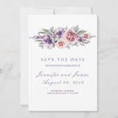 Purple Flowers Romantisch Save the Date (Voorkant)