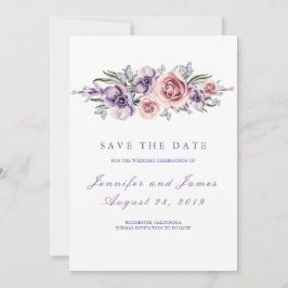 Purple Flowers Romantisch Save the Date