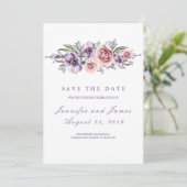 Purple Flowers Romantisch Save the Date (Staand voorkant)