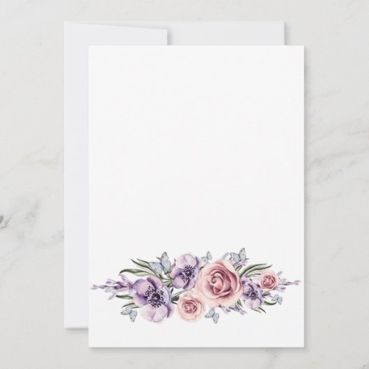 Purple Flowers Romantisch Save the Date (Achterkant)