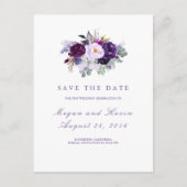 Purple Flowers Romantisch Save the Date Aankondigingskaart (Voorkant)