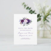 Purple Flowers Romantisch Save the Date Aankondigingskaart (Staand voorkant)